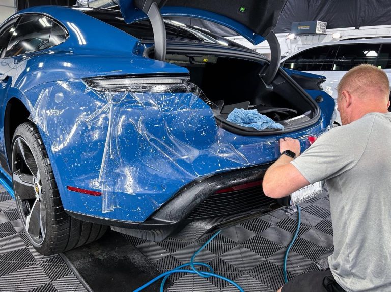 Blue Porsche Taycan